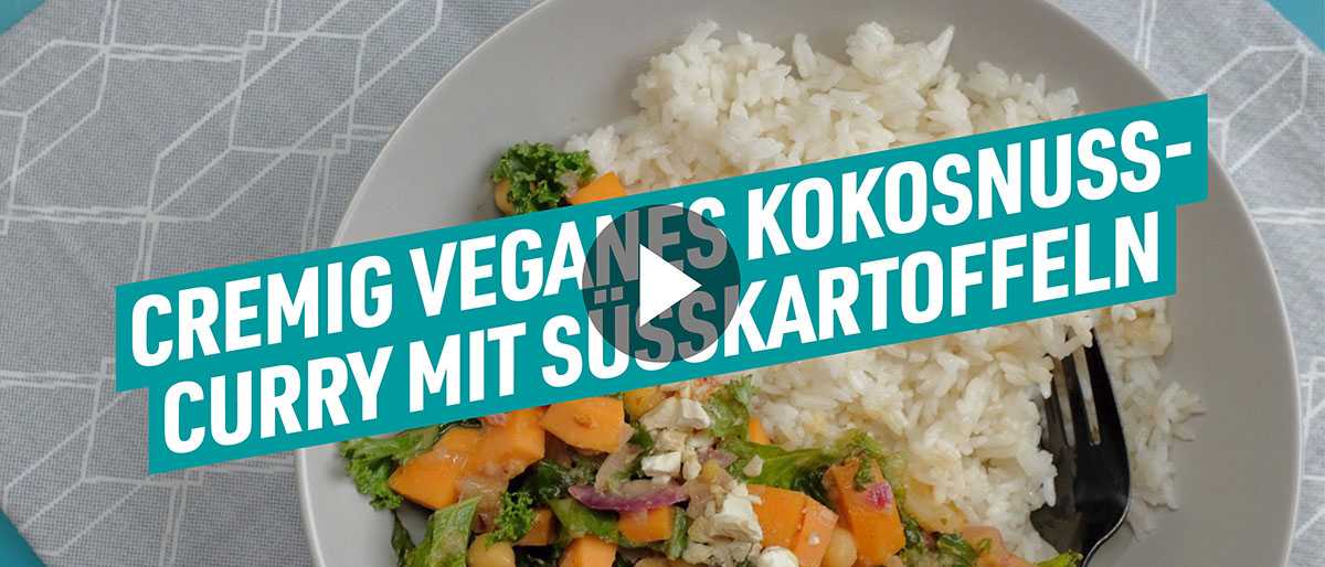 Cremig Veganes Kokosnuss-Curry mit Süsskartoffeln