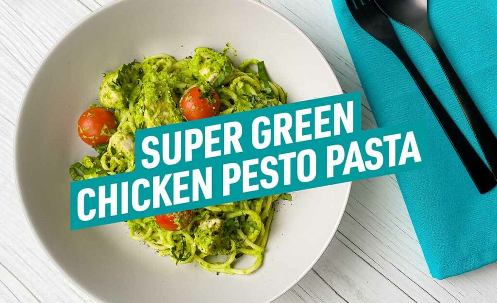 Getting more greens in your diet never tasted so good! This creamy super green chicken pesto pasta tastes incredible.
