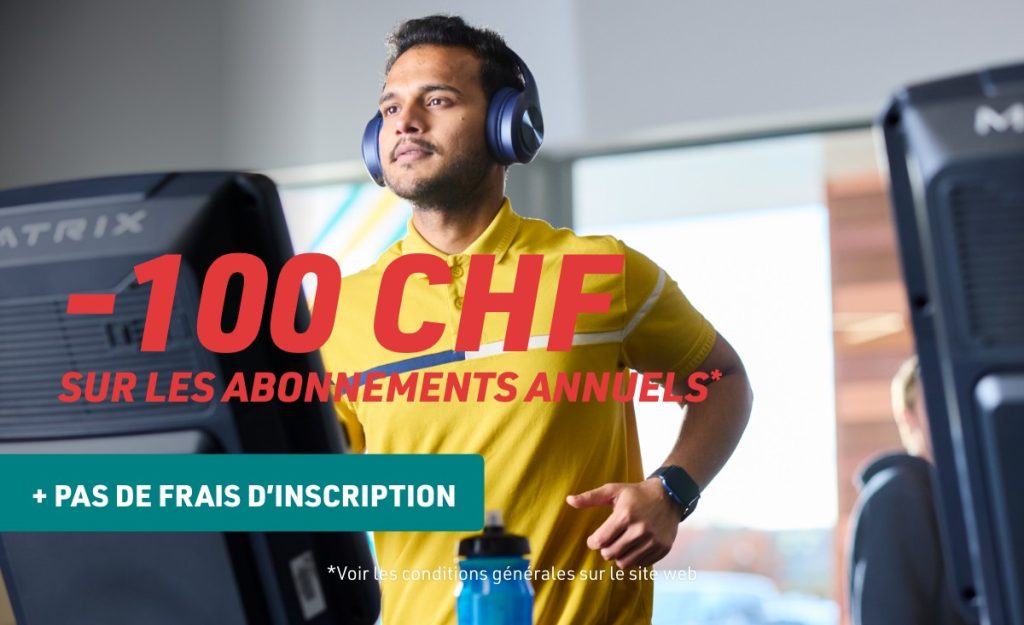 Chez PureGym, vous économisez 100 CHF sur les abonnements annuels ! Il convient d'être rapide, car l'offre est valable pendant une durée limitée.