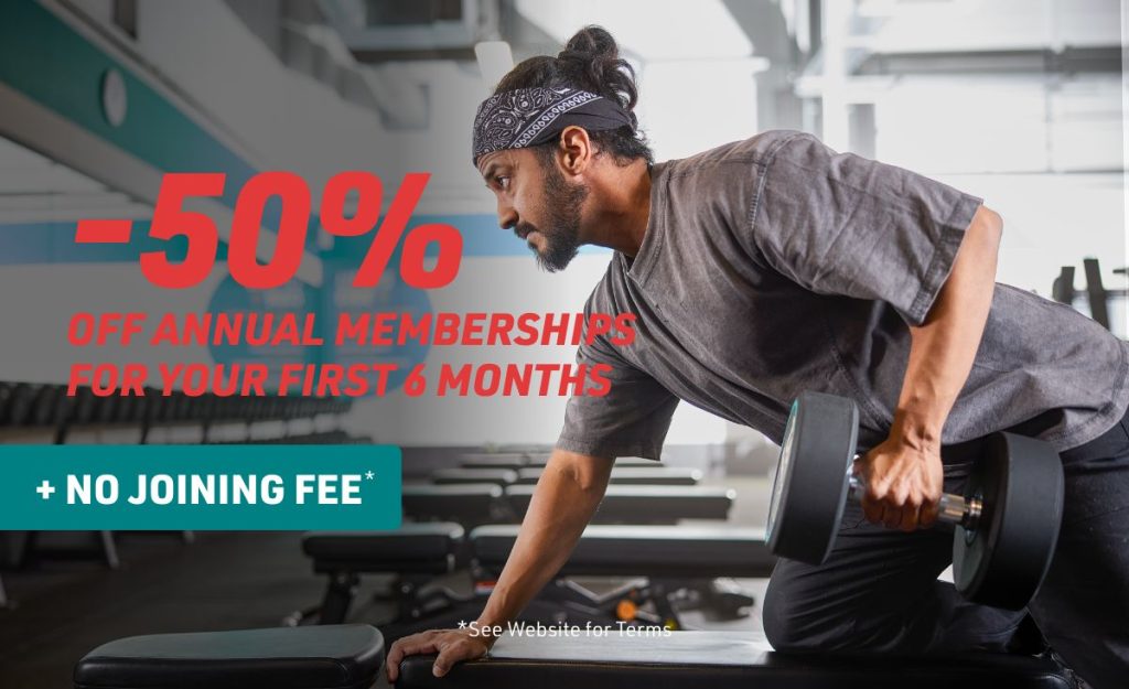 Save 50% on your first 6 months on annual memberships, or get 50% off your first month on monthly memberships. No joining fee.