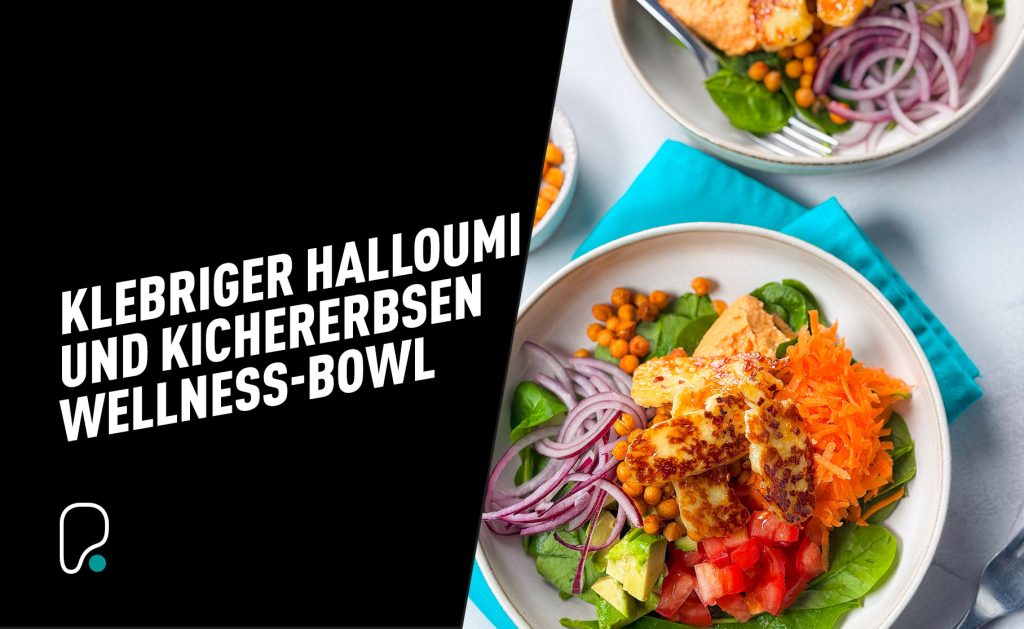 Ce bowl équilibré au halloumi fondant et aux pois chiches est un plat coloré et nourrissant, riche en protéines, en légumes frais et en ingrédients nutritifs.